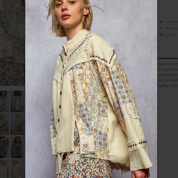 POL “Priscilla 2” POL Blended Thermal and Fabric Paneled Top with Studs 60A - Picture 4 of 6